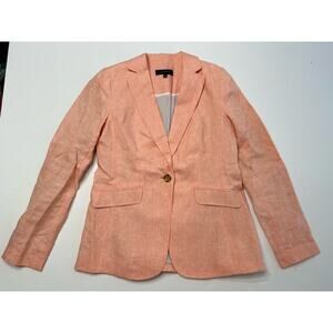 Talbot's Womens Peach Linen Jacket Blazer Button Size 2